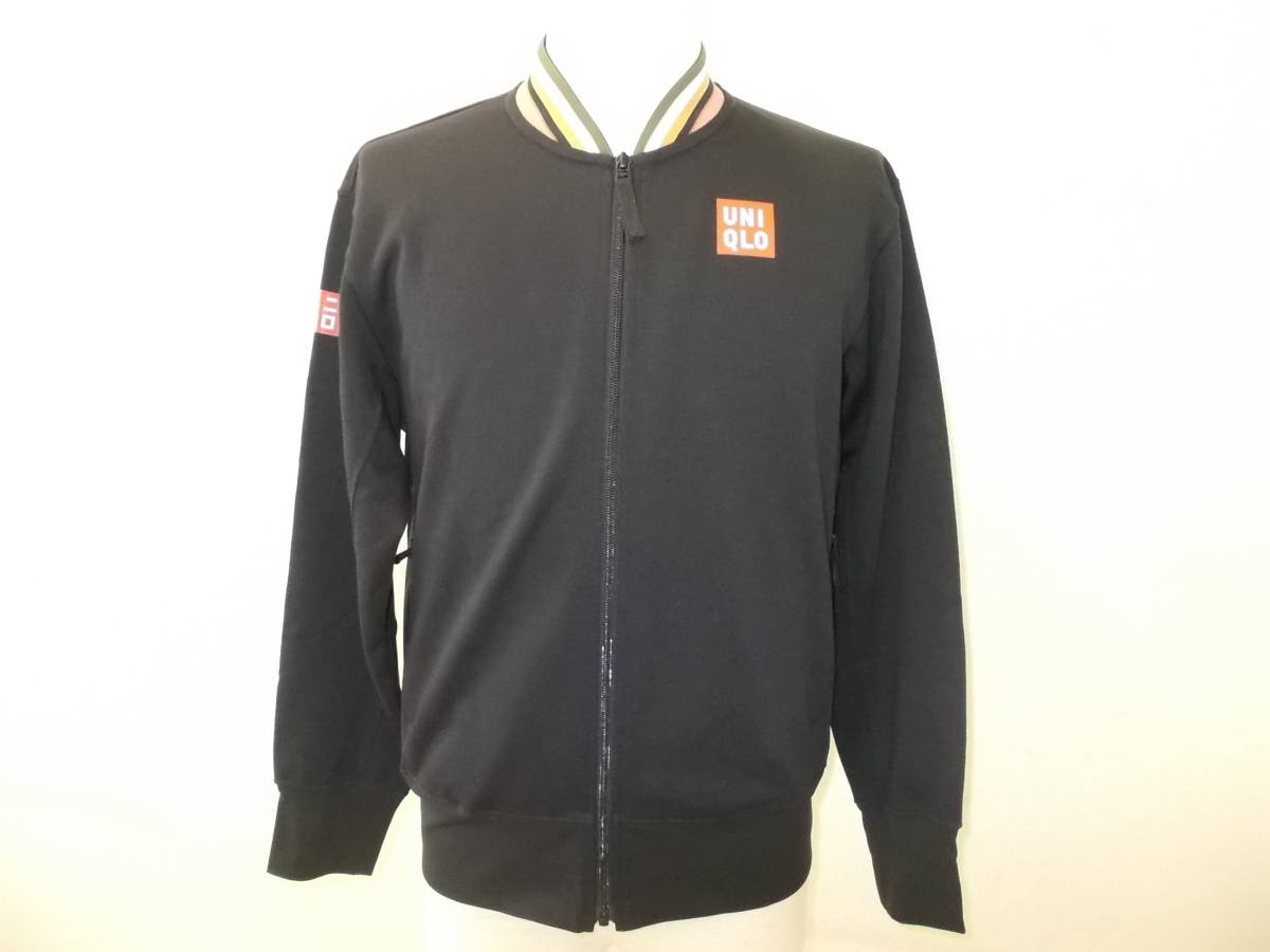 j292◆UNIQLO 錦織圭 モデル ZIPブルゾン◆Mサイズ 着用感少なめ 黒色 ユニクロ ジップ ジャケット 薄手 テニス錦織圭モデル 341-405600 3I
