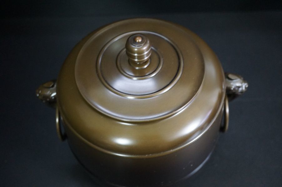 釜師 - 風炉 茶釜 般若勘渓 唐銅鬼面風炉 肩衝釜添 銀摘み