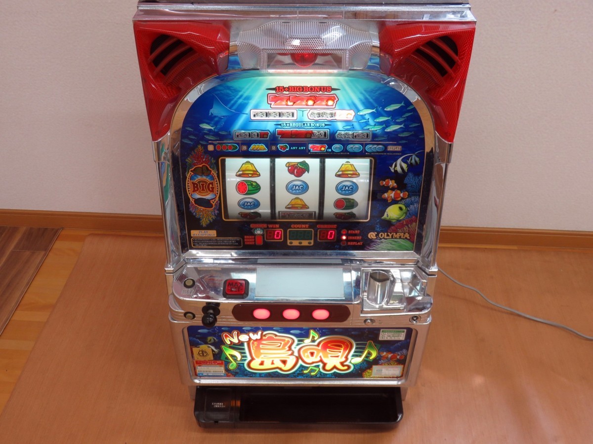 ag807 引取限定 中古 オリンピア パチスロ実機 New島唄30 動作品 キー2種付