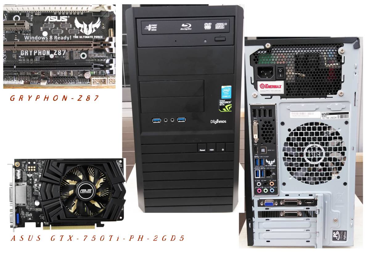 デスクトップPC 自作PC ZALMAN i7 4770 GTX770 動作確認済み