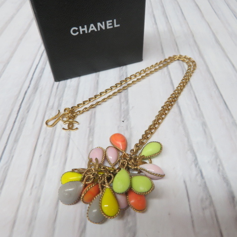 5. シャネル ゴールドネックレス ココマーク マルチカラーストーン 03P CHANEL NECKLACE COLORSTONE レディースアクセサリー m001 2290