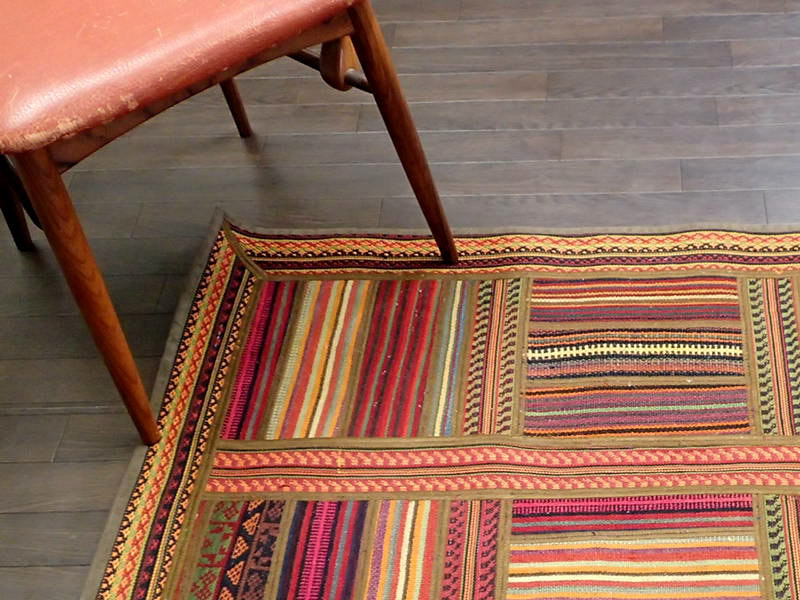 新品 ペルシャ キリム ジャジム パッチワーク ラグ 縦1.2m 123 x 85 cm