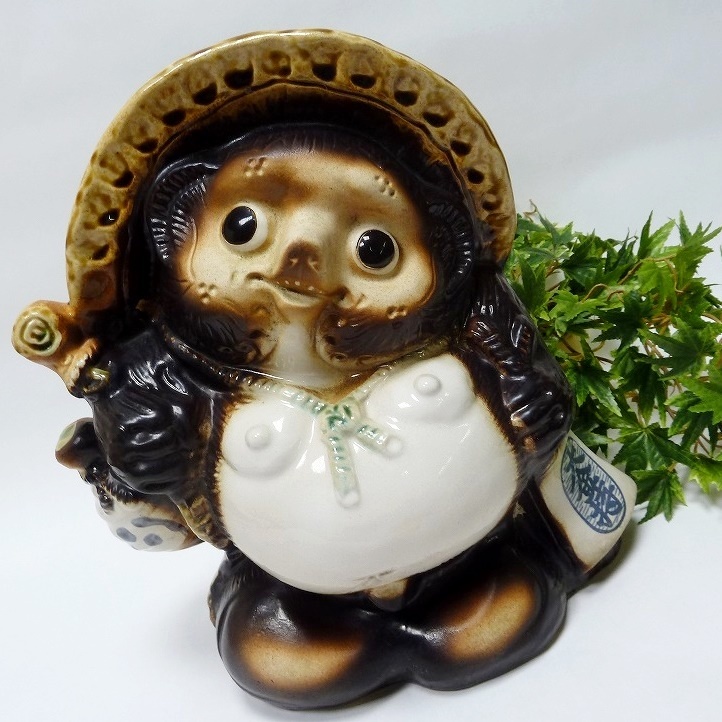 ☆BM5)☆[SALE]信楽焼 たぬき 狸 置物 オブジェ 大金持 高さ24.5