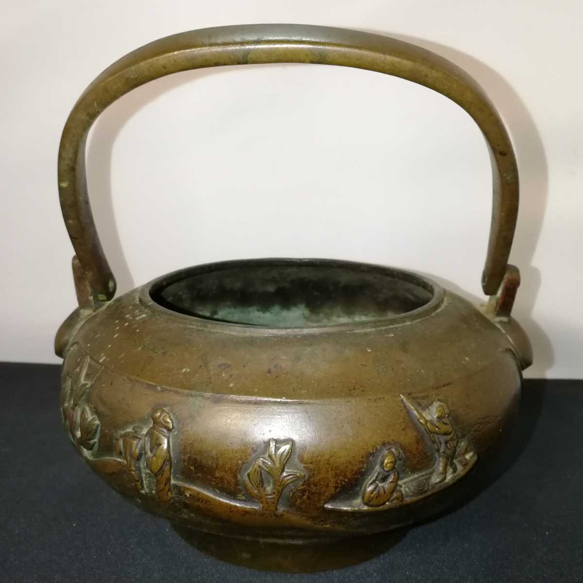 古銅 手あぶり 香炉 時代物 唐物/小火鉢 手炉 手焙/銅製 茶道具 中国 