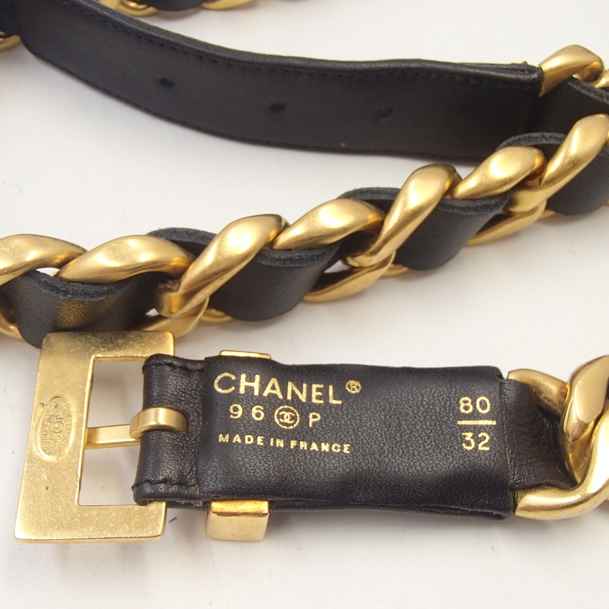 ◎CHANEL シャネル ベルト チェーン 96P 黒×ゴールド ココマーク 全長 