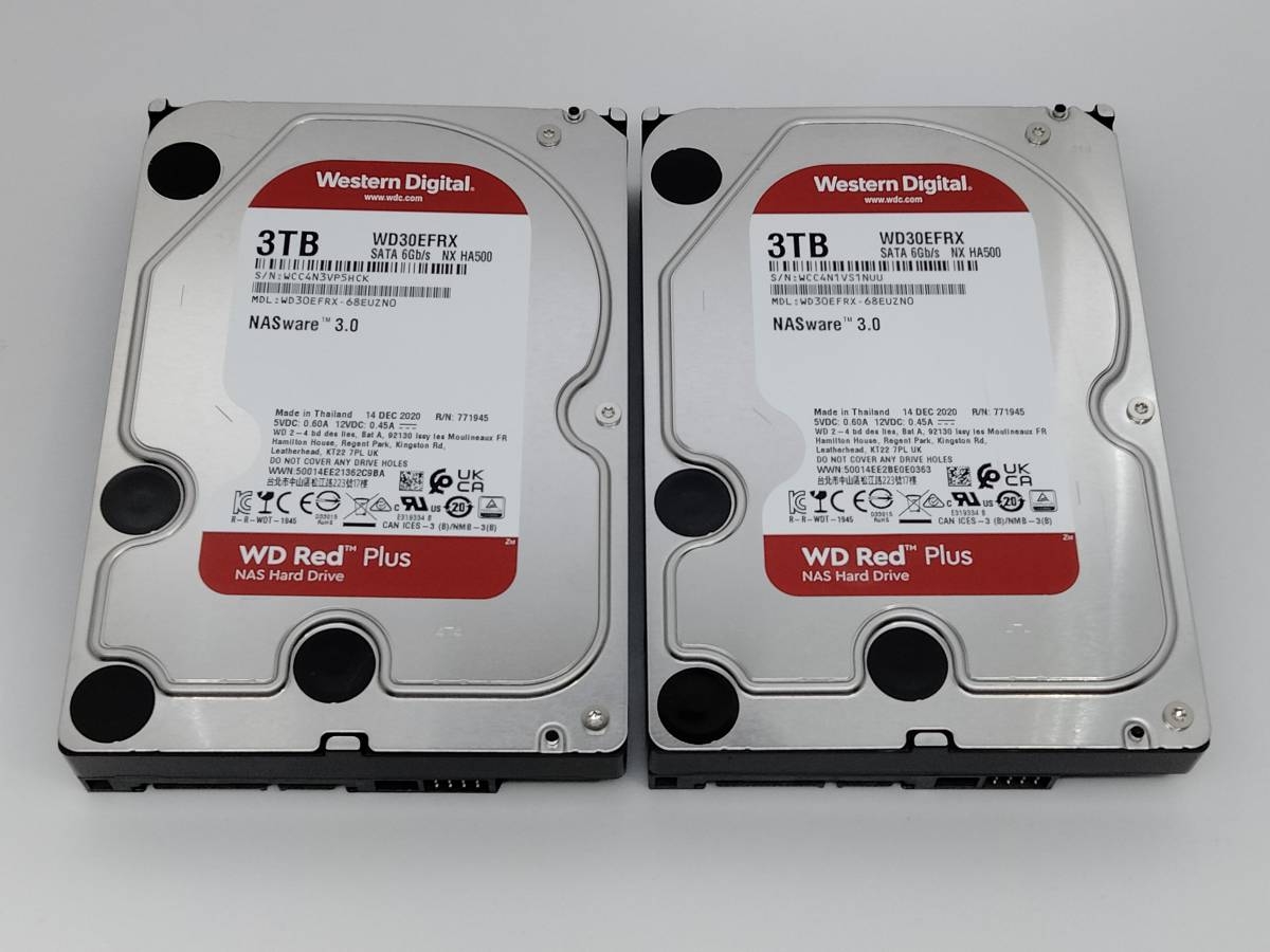 送料無料】☆3TB×2 SET☆ Western Digital RED【時間:315h&315h