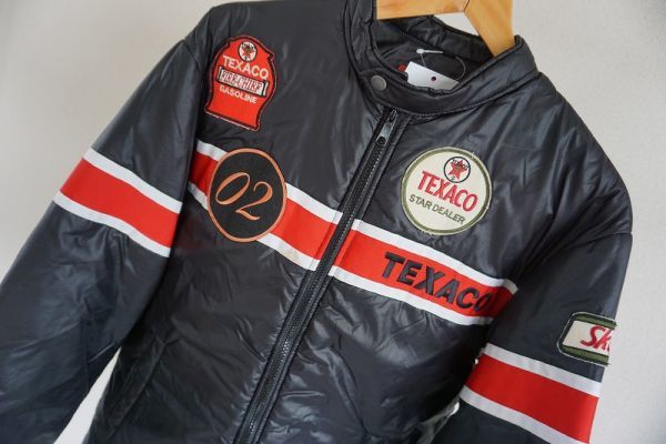 即決】TEXACO テキサコ メンズ 中綿ブルゾン ワッペン 袖ライン 黒 