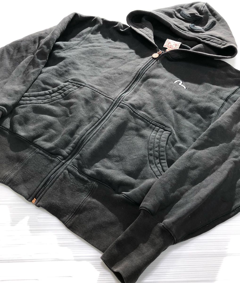 エヴィス EVISU フルジップ パーカー ブラック 古着 40 L 希少モデル