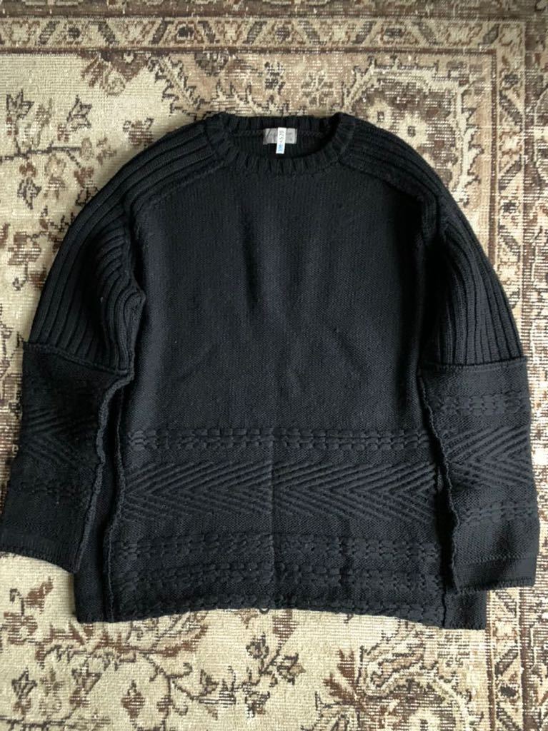 ヨウジヤマモトプールオム 17AW ミドルゲージニット セーター ブラック 