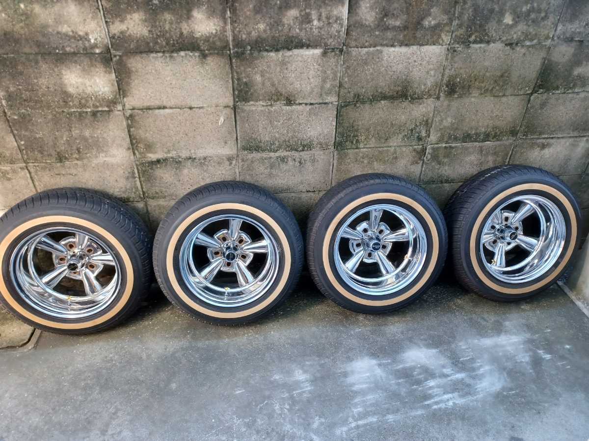 ローライダーアメ車 ホイールタイヤ サプリウム ホワイトリボン 深リム 