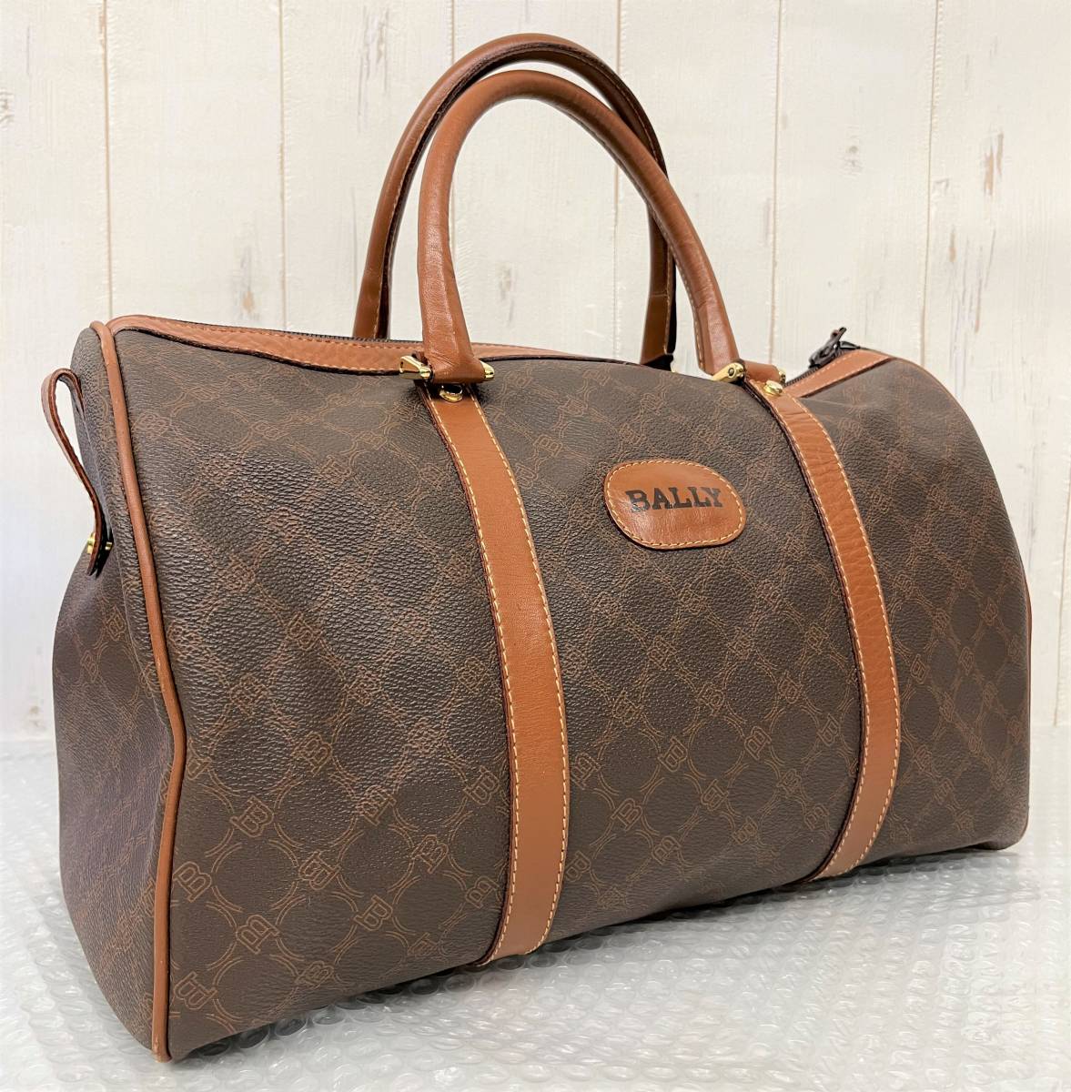 BALLY バリー ＊PVC×レザー 本革 Bロゴ デザイン ミニ ボストンバッグ 