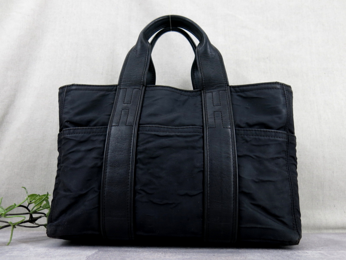 ○HERMES エルメス○アカプルコ PM○ナイロン レザー 本革○トート 