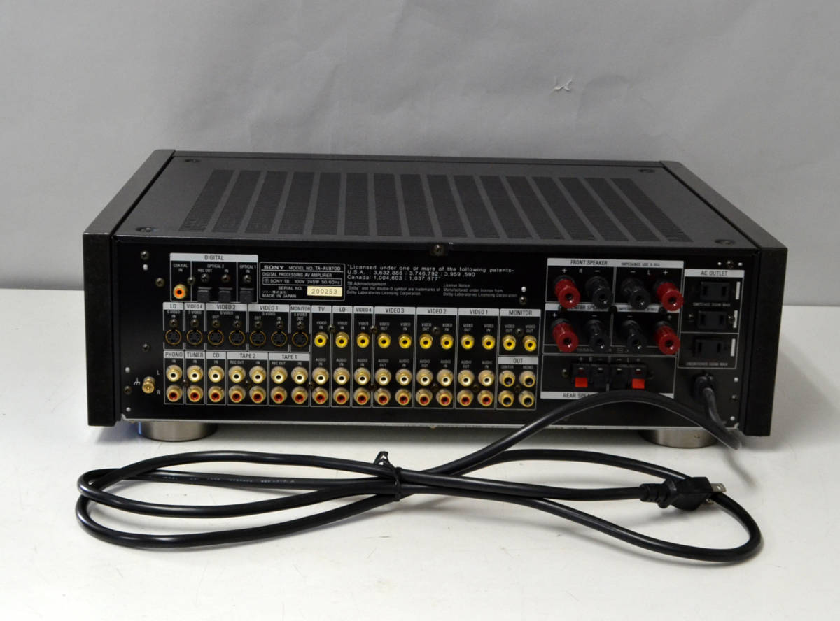 SONY TA-AV870D デジタルプロセッシングAVアンプ [ジャンク品]｜Yahoo