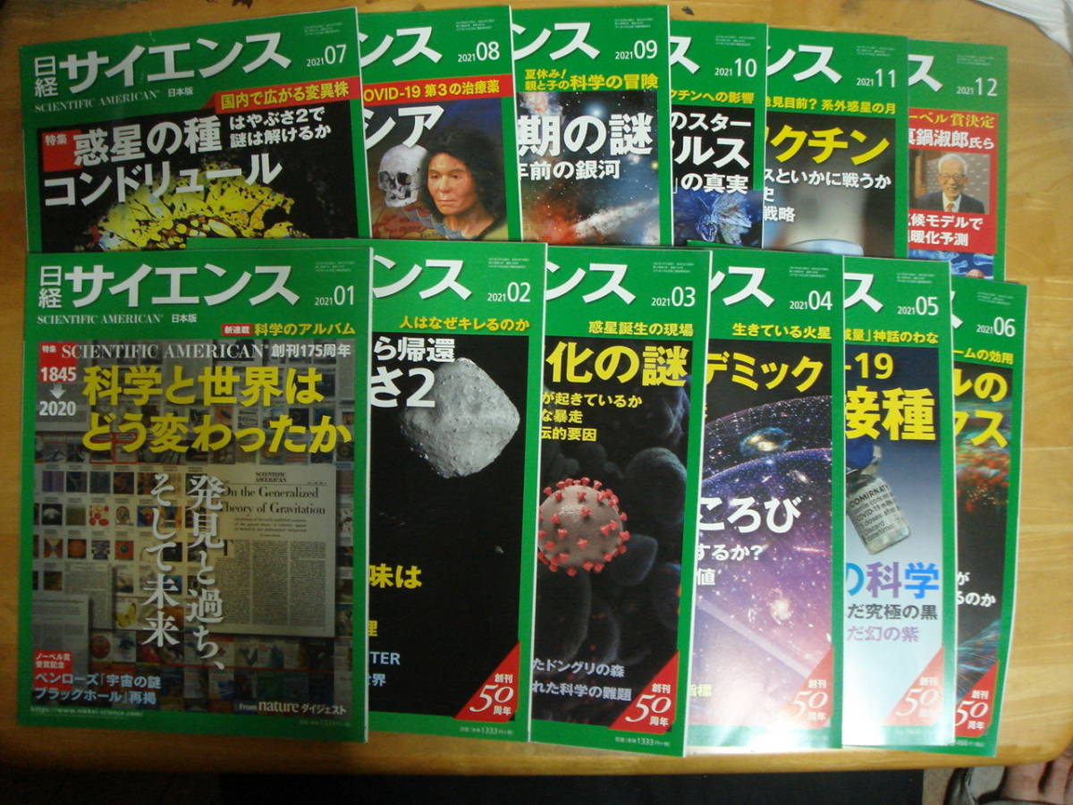 日経サイエンス２０２１年分 １２冊 送料込