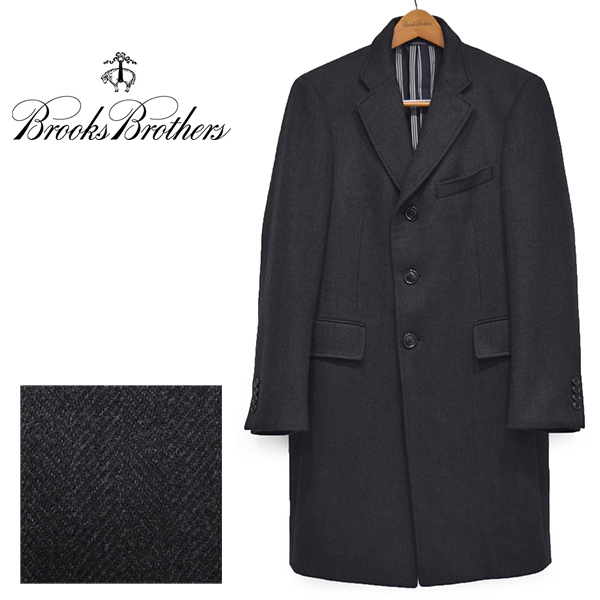 ブルックスブラザーズ【BROOKS BROTHERS】REGENT モデル SaxXon サクソンウール生地 ヘリンボーン織り チェスターコート 38/M相当