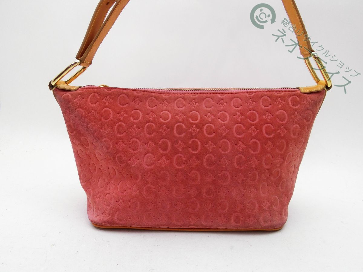 ☆Y2319 CELINE セリーヌ Cマカダム スエード レザー ハンド ポーチ 