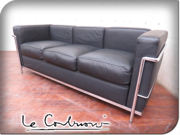 □展示品□Le Corbusier/ル・コルビュジエ□高級□IDC大塚□黒総革