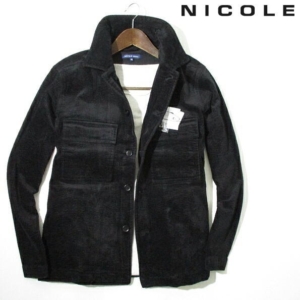 秋冬▼新品　ニコル　厚手　コーデュロイジャケット　カバーオール　黒　NICOLE　ブラック　50　LLサイズ　XL　メンズ　未使用