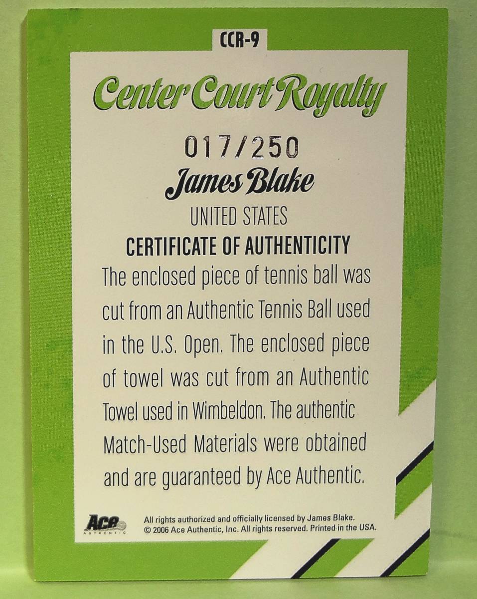 テニス ジェームズ ブレーク 06 Ace Center Court Royalty James Blake ２５０限定 スポーツ 売買されたオークション情報 Yahooの商品情報をアーカイブ公開 オークファン Aucfan Com