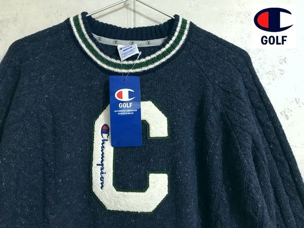  17380円 M チャンピオンゴルフ カラーネップ ウール混 レタードセーター 紺(セーター)｜売買されたオークション情報、yahooの商品情報をアーカイブ公開 - オークファン セーター