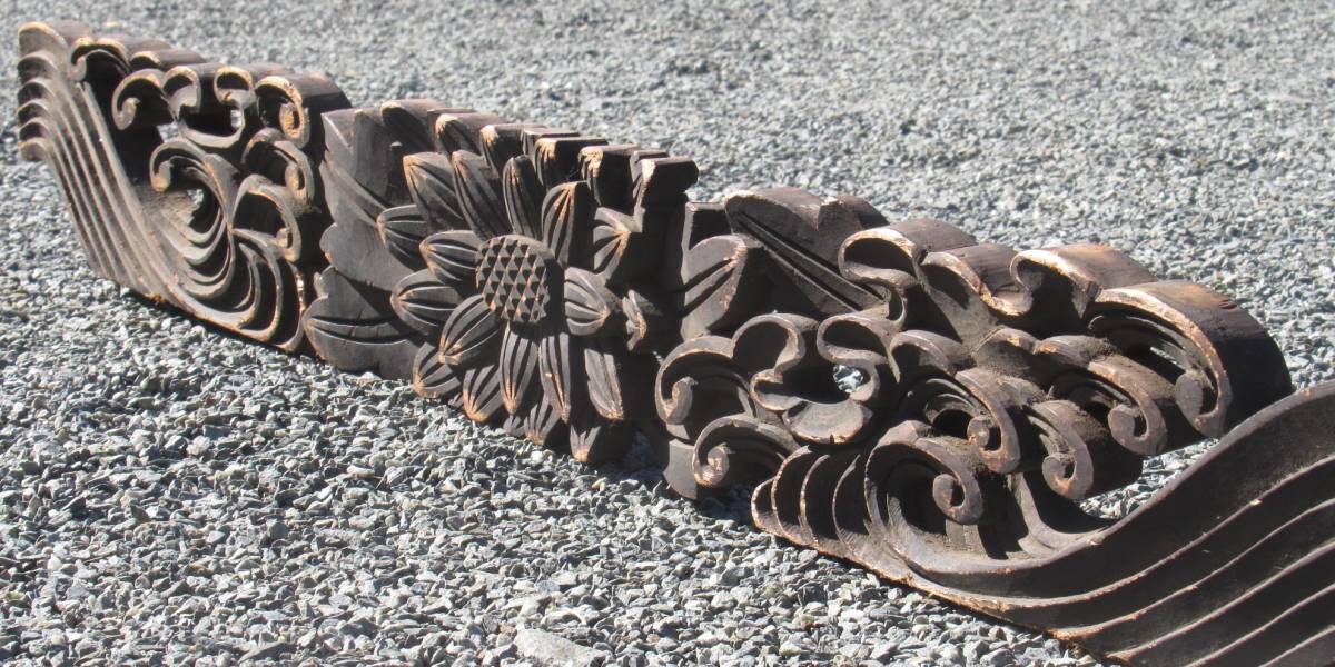 茶道具】銘入り 花図 木彫 一枚板 衝立 高さ約133㎝ 幅約100㎝ 無垢 
