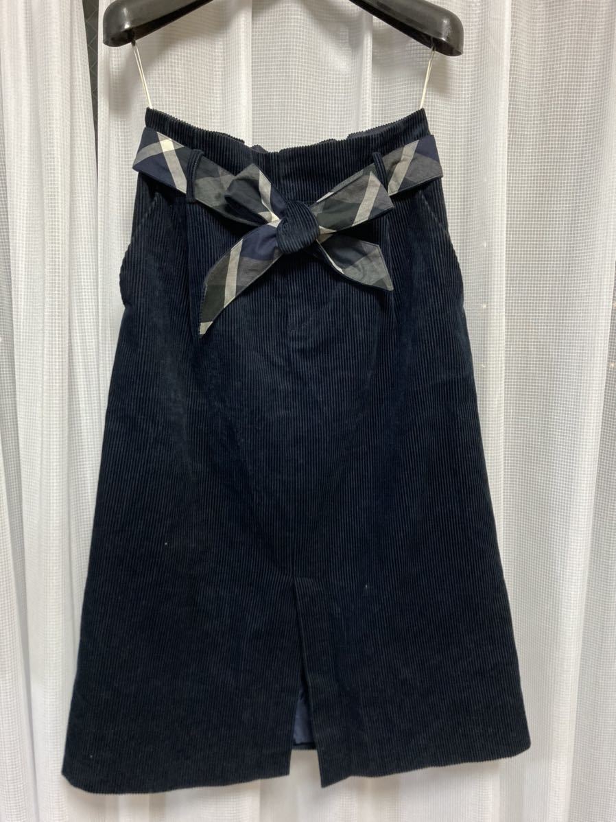 ブルーレーベル クレストブリッジ コーデュロイ スカート ネイビー  