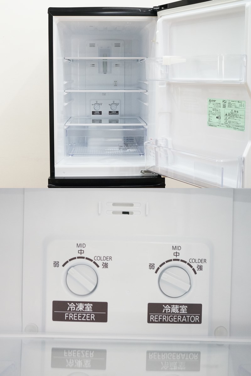 三菱】2ドア 冷凍冷蔵庫 146L MR-P15D-B 2018年 サファイアブラック 霜