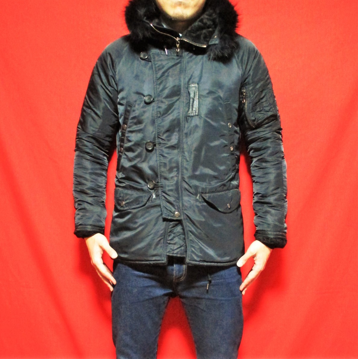 VADEL☆heavy nylon gathered N3B☆N-3Bフライトジャケット モッズ 
