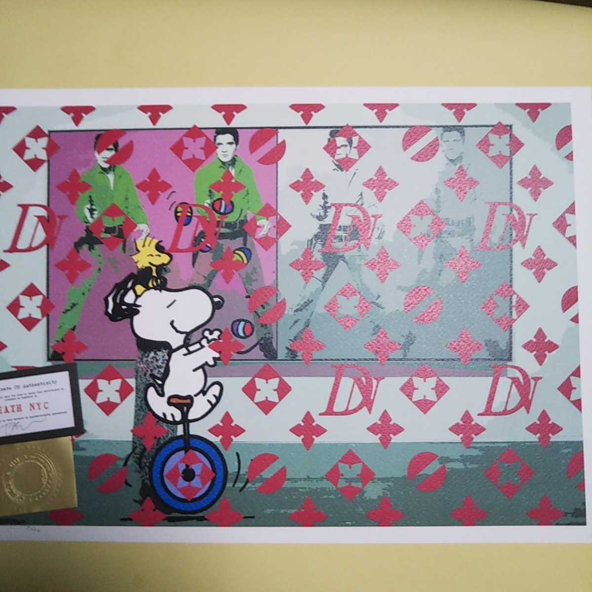 DEATH NYC 世界限定100枚 アートポスター スヌーピー SNOOPY ジャグリング 一輪車 LOUIS VUITTON ルイヴィトン エルビスプレスリー レッド DEATH NYC 世界限定100枚 世界限定100 mm02 激安通販のイーサプライ