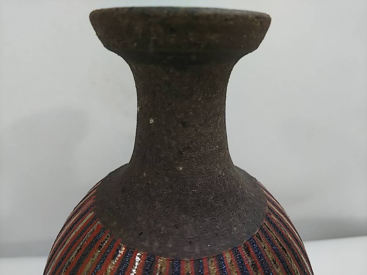 浅野勝作 益子焼 桐箱 花器 坪 人気作家 銀加彩花入 共箱付き 陶芸 陶器