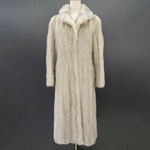 #wuc OS FUR FASHION 毛皮コート グレー系 ミンク ロング レディース [704937]