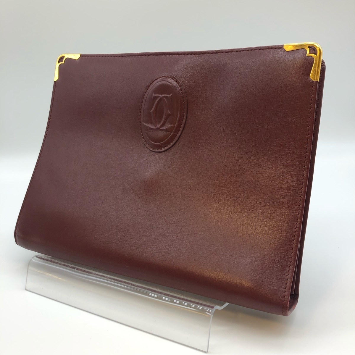 CARTIER カルティエ クラッチバッグ ボルドー レザー Cartier
