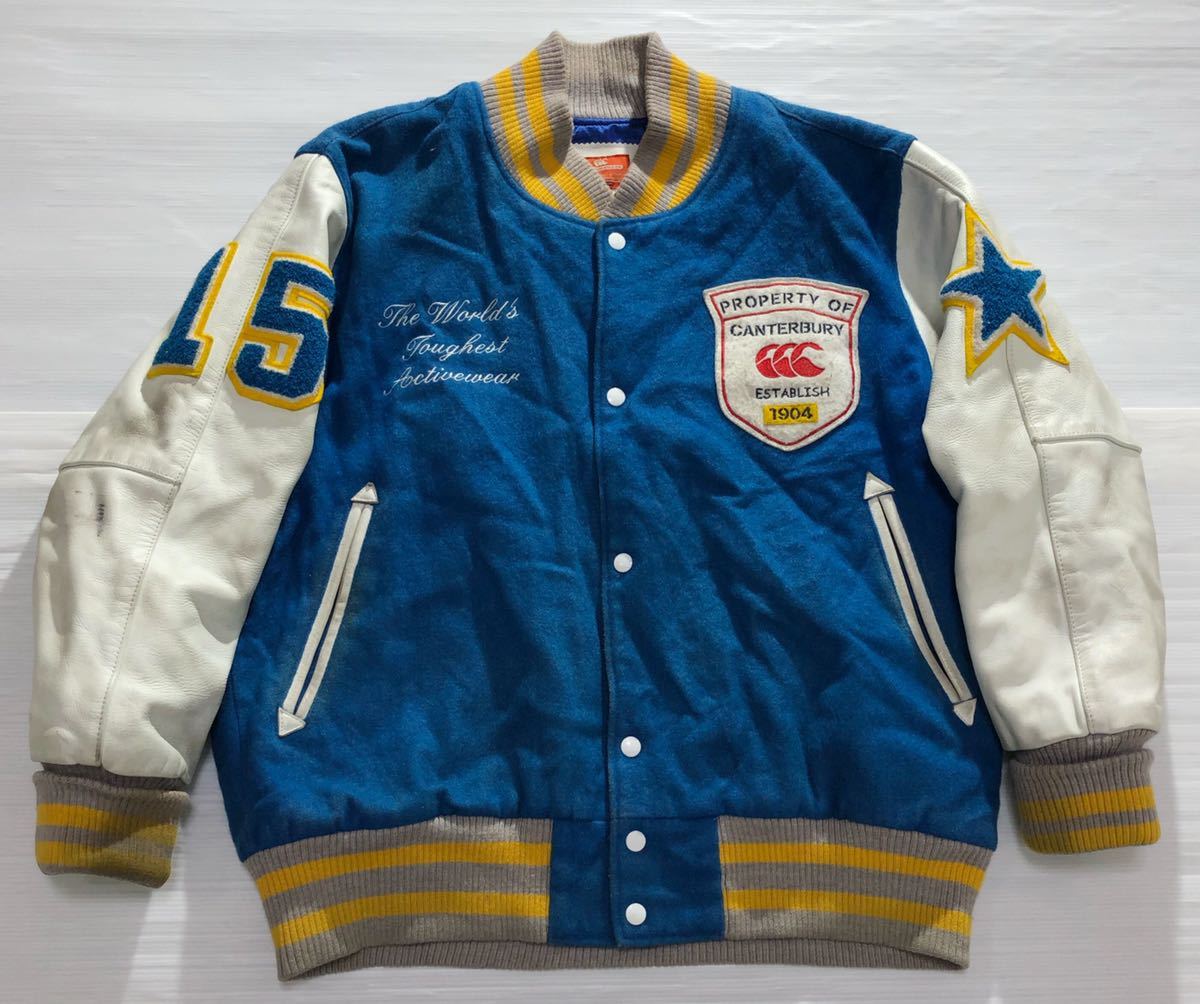 CANTERBURY カンタベリー》袖革 牛革 バックビッグアーチロゴワッペン