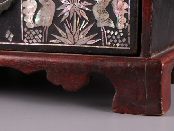 古美術 朝鮮漆器 李朝 木製漆塗 螺鈿細工 小箪笥 古作 細密細工 時代物 極上品 初だし品 871_6