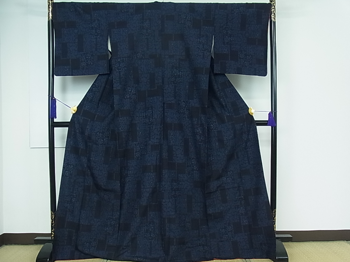 重要無形文化財 100亀甲 正絹 平和屋着物○本場結城紬 逸品 本場結城紬
