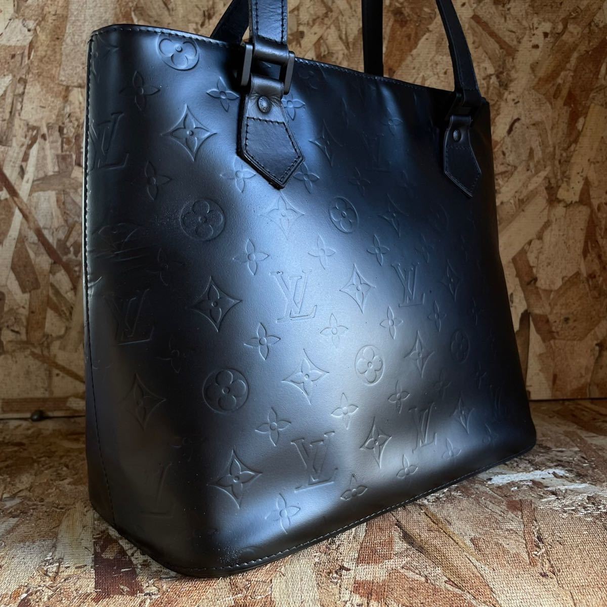 Louis Vuitton 1円 ☆極美品☆ ヒューストン　マットブラック トートバッグ ハンドバッグ ショルダーバッグ 肩掛け ヴェルニ ビトン LW0969