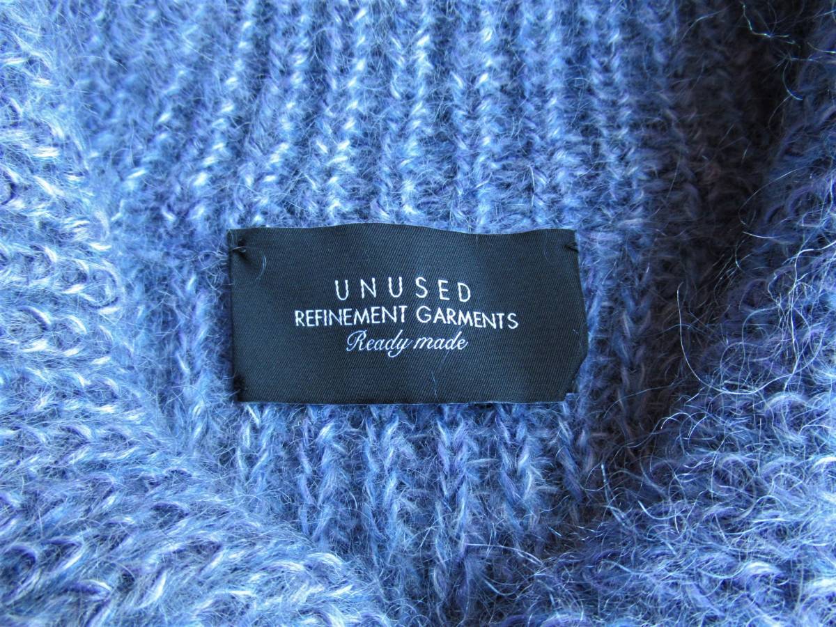 UNUSED(アンユーズド)21AW Sleeve Quarter Collectionの新作、Three UNUSED 0 unused アンユーズド モヘアカーディガン 中古UNUSED ブルー 21aw モヘア US2364&frasl;003 サイズ1 タートルネックニット