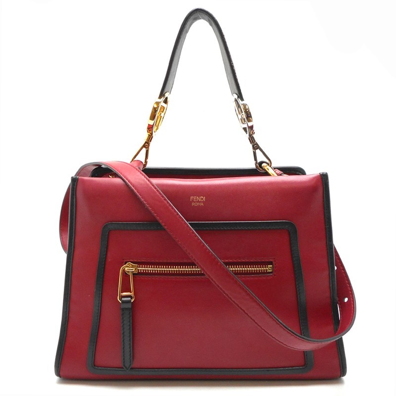 フェンディ ラナウェイ FENDI レクタングル 時計 レッド レザー 