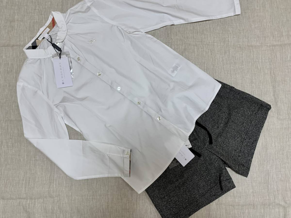 未使用♪BURBERRY CHILDRENバーバリー♪♪丸襟長袖ブラウス 14y164cm白  