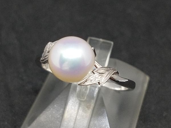 MIKIMOTO ミキモト K14WG パール デザインリング 17号 約8mm 18K ホワイトゴールド 指輪 真珠 店舗受取可
