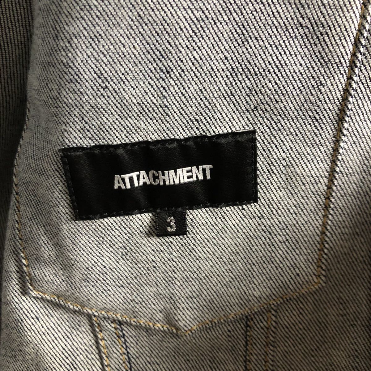attachment デニムジャケット Gジャン 比翼仕立て サイズ 3(ジャケット 