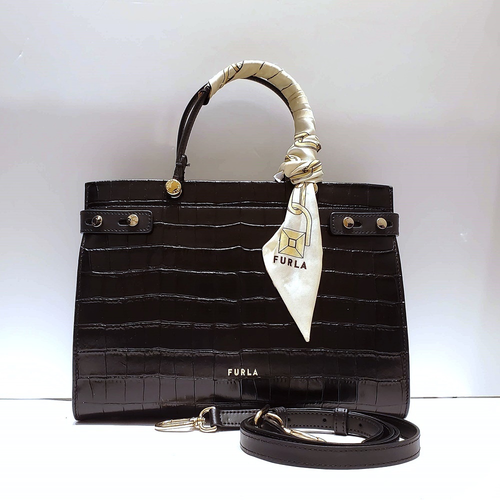 フルラ FURLA クロコ型押し レザー 2WAY ハンドバッグ ショルダー 