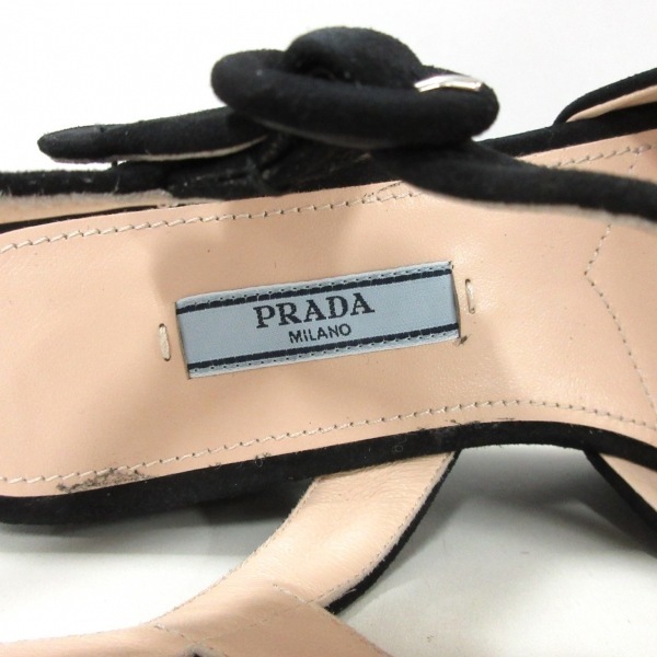 プラダ PRADA スエード PRADA&frasl;プラダ_Men通販 ブラックスエード ビジュー プラダ PRADA サンダル 36 - スエード 黒 レディース プラットフォーム 美品 靴