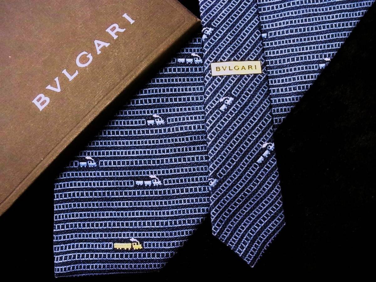新品N】2836 【BVLGARI】ブルガリ ～電車 汽車 線路 鉄道 柄～「最高級