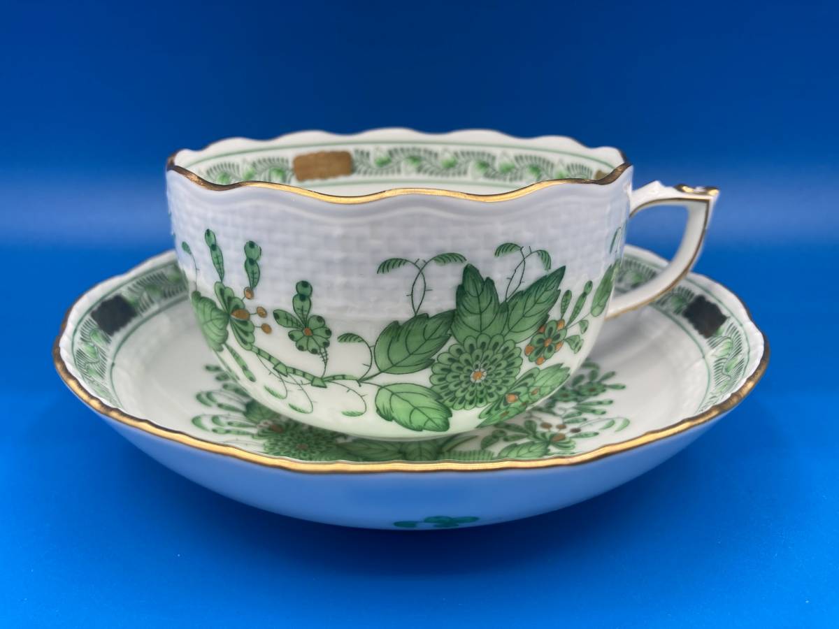 ☆未使用 HEREND ヘレンド 『アポニー・グリーン』 オーバルディッシュ