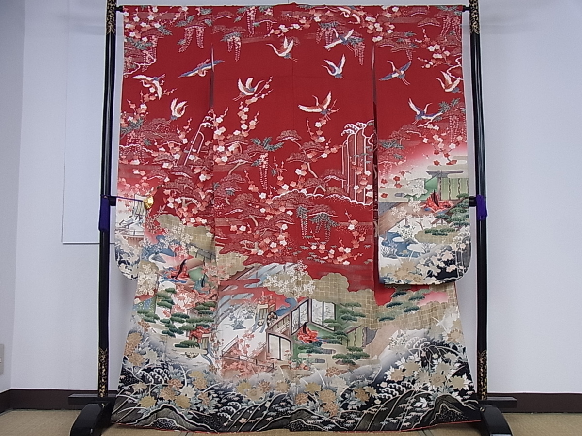 平和屋着物□豪華振袖 平安人物風景文 暈し染め 金彩 逸品 id434