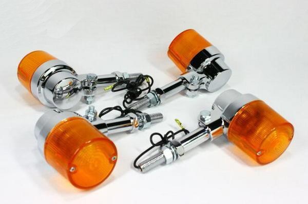 汎用　丸型 ヨーロピアン ウィンカー 大（オレンジ/メッキ）ステー付き OT0365 新品 2個2セット【新品】