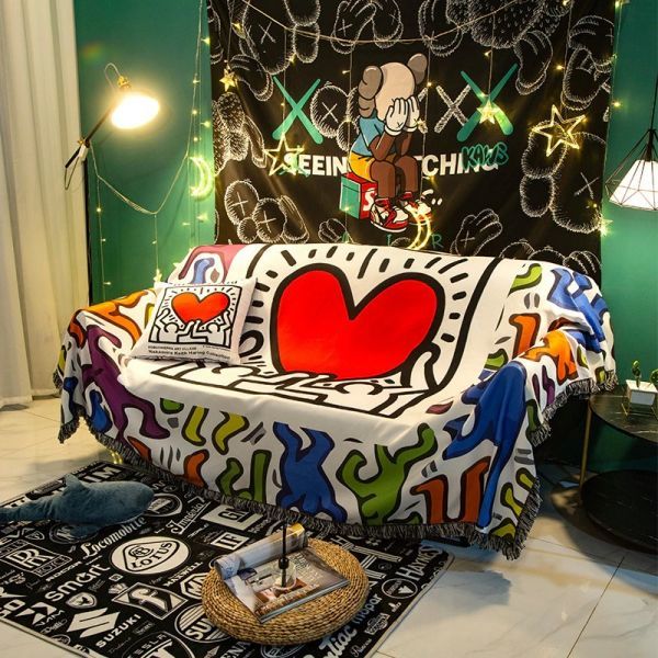 本物保証，100%新品 キース ヘリング ソファカバー 130&times;180 cm ベッドカバー インテリア 模様替え Keith Harring 海外アート D-011(ソファカバー)｜売買されたオークション情報、yahooの商品情報をアーカイブ公開 - ソファカバー