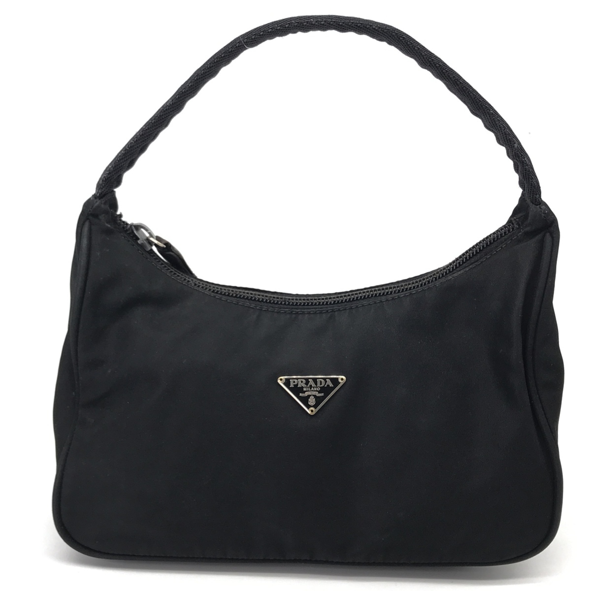 限定セール，お買い得 M1981 1円 PRADA プラダ ナイロン ロゴプレート ハンド ポーチ バッグ ブラック(ハンドバッグ)｜売買されたオークション情報、yahooの商品情報をアーカイブ公開 - オークファン かばん、バッグ