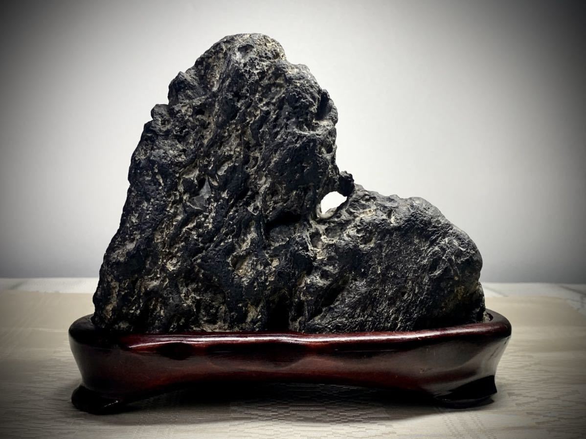お正月特集 水石 盆栽 骨董 佐治川石 掛橋有り 横16×高13.5×奥行9 cm
